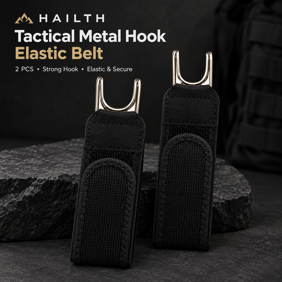 HAILTH Tactical Metal Hook Elastic Belt (2 PCS)