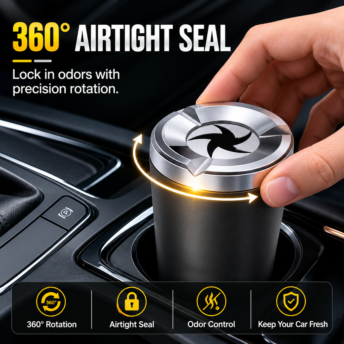 Car Ashtray with Ceramic Inner Liner