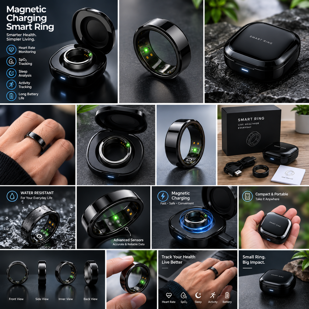 Magnetic Charging Smart Ring