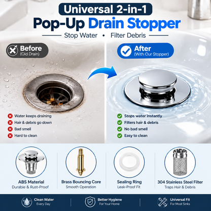 universal 2 in 1 pop up drain stopper